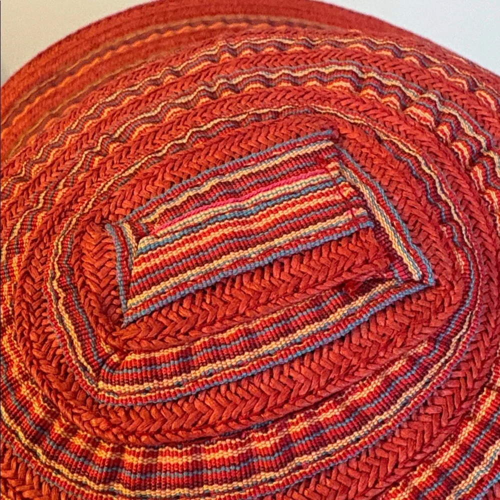 Cappelli Straworld, Inc. Striped Red Wide Brim Hat With Bow OS